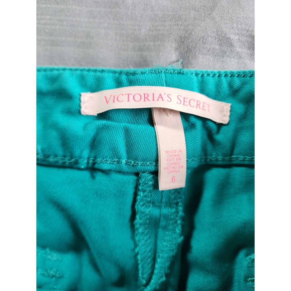 Victoria's Secret Teal Blue Chino Shorts Women's Size 6 Mid Rise 4.5" Inseam - Picture 3 of 5